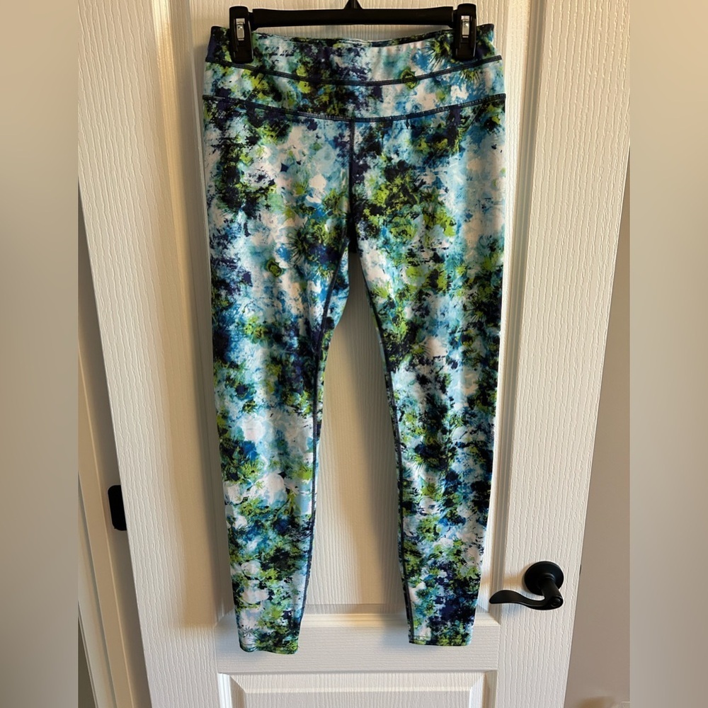 Athleta Blue and Green Patterned Leggings